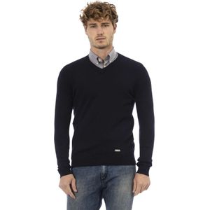 Baldinini, Truien, Heren, Blauw, L, V-hals Trui met Lange Mouwen
