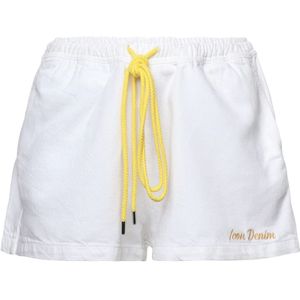 Icon Denim, Korte broeken, Dames, Wit, W25, Denim, Witte Denim Shorts met Elastische Tailleband