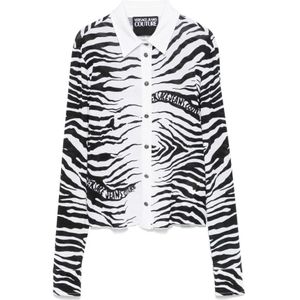Versace Jeans Couture, Blouses & Shirts, Dames, Veelkleurig, S, Zwarte klassieke kraag overhemd lange mouwen