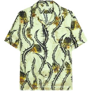 Dries Van Noten, Overhemden, Heren, Groen, XL, Hawaï Overhemd met Distelprint