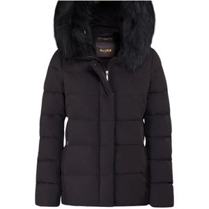 Moorer, Jassen, Dames, Beige, XS, Sportieve maar vrouwelijke korte donsjas