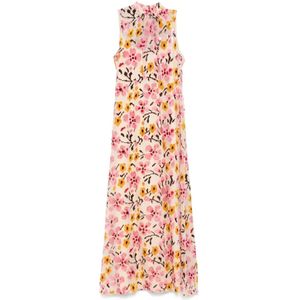 Staud, Kleedjes, Dames, Veelkleurig, M, Polyester, Fluwelen Bloemenjurk met Strikdetail