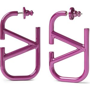 Valentino Garavani, Accessoires, Dames, Paars, ONE Size, Roze VLogo Signature Oorbellen Logo Messing