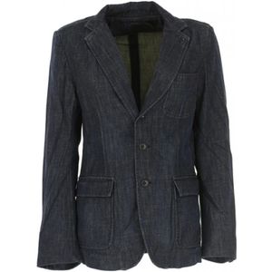 Polo Ralph Lauren, Jassen, Dames, Zwart, XS, Denim, Denim Blazer met 2-knoopsluiting