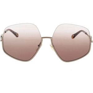 Chloé, Accessoires, Dames, Geel, 61 MM, Trendy pentagonale zonnebril met emaille afwerking