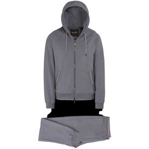 Moorer, Sweatshirts & Hoodies, Heren, Grijs, 3Xl, Katoen, Tweekleurige Katoen Kasjmier Jumpsuit