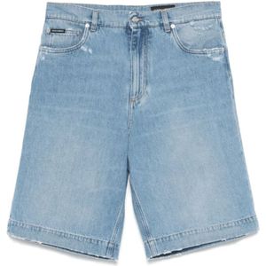 Dolce & Gabbana, Korte broeken, Heren, Blauw, L, Denim, Lichtblauwe Denim Shorts met Klassieke Stijl