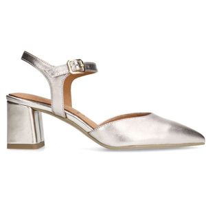 Manfield, Schoenen, Dames, Geel, 37 EU, Gouden Leren Slingback Pumps