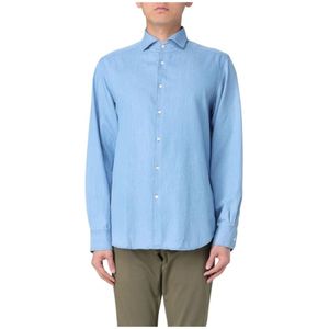 Aspesi, Overhemden, Heren, Blauw, XL, Denim, Klassieke Denim Overhemd Lange Mouw