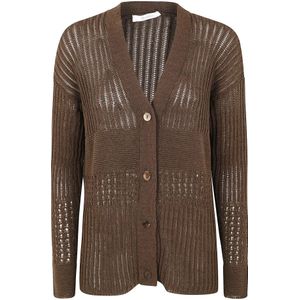 Max Mara, Truien, Dames, Bruin, S, Katoen, Katoenen vest in maartstijl