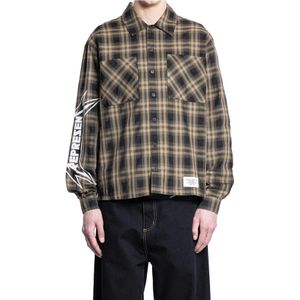 Represent, Overhemden, Heren, Bruin, S, Geruite Flanellen Shirt met Metallica Prints