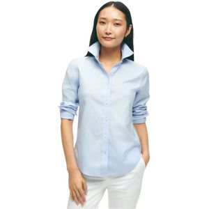 Brooks Brothers, Blouses & Shirts, Dames, Blauw, M, Katoen, Classic Fit Non-Iron Supima Stretch Pinpoint Overhemd