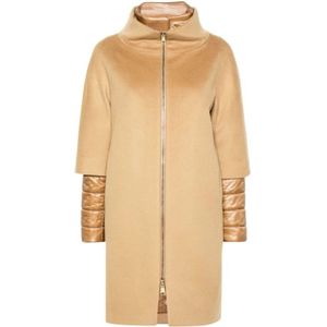 Herno, Mantels, Dames, Beige, M, Wol, Kameelwol Gelaagde Jas
