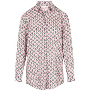 MC2 Saint Barth, Blouses & Shirts, Dames, Roze, L, Katoen, Bloemenprint Katoenen Overhemd Roze
