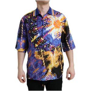 Dolce & Gabbana, Overhemden, Heren, Veelkleurig, M, Katoen, Luminarie Print Katoenen Casual Shirt