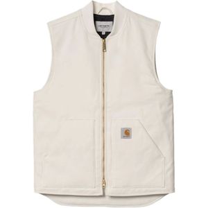 Carhartt Wip, Jassen, Heren, Wit, 2Xl, Katoen, Klassiek Vest met Kangoeroezak en Rits