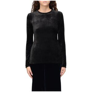 Giorgio Armani, Tops, Dames, Zwart, S, Koningsblauwe Fluweeltrui