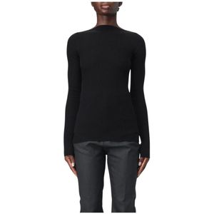 Rick Owens, Truien, Dames, Zwart, S, Wol, Zwart Ribgebreid Vest