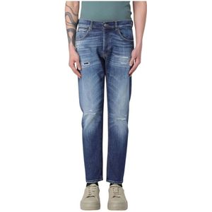 Dondup, Jeans, Heren, Blauw, W35, Denim, Tijdloze Blauwe Straight-Leg Denim Jeans