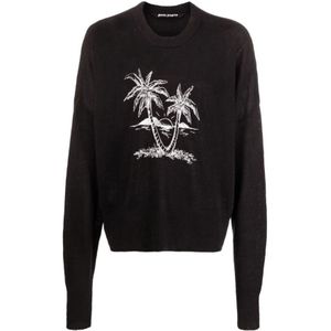 Palm Angels, Sweatshirts & Hoodies, Heren, Zwart, S, Polyester, Training Shirt