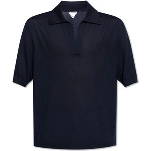 Bottega Veneta, Tops, Heren, Blauw, 2Xl, Kasjmier, Cashmere Polo