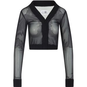 MM6 Maison Margiela, Tops, Dames, Zwart, M, LS Top in Trendy Stijl
