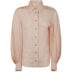 Zimmermann, Blouses & Shirts, Dames, Roze, XS, Utility Shirt met Verlichting