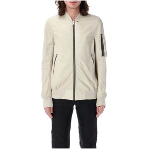 Rick Owens, Jassen, Heren, Beige, M, Klassieke Flight Lam Leren Jas