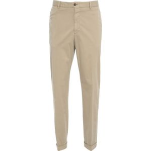 Briglia, Broeken, Heren, Beige, L, Leer, Beige Chino Broek Opgestikte Manchetten