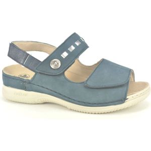 Rieker, Schoenen, Dames, Blauw, 38 EU, Blauwe Nubuck Sandalen met Velcro Sluitingen