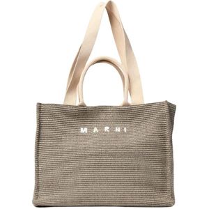 Marni, Tassen, Heren, Grijs, ONE Size, Raffia Tote Tas voor Mannen
