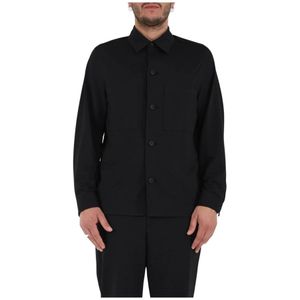 Hugo Boss, Overhemden, Heren, Zwart, M, Slim Fit Seersucker Overhemd met Voorknoopsluiting