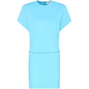Sportmax, Kleedjes, Dames, Blauw, XS, Katoen, Blauwe Jurk