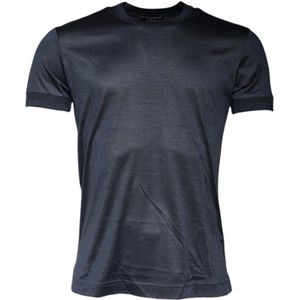 Dolce & Gabbana, Tops, Heren, Blauw, 4Xl, Luxe Blauwe Zijden Crew Neck T-Shirt