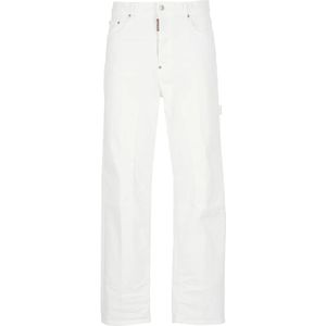 Dsquared2, Jeans, Heren, Wit, L, Katoen, Cargo Katoenen Jeans