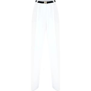 Kocca, Broeken, Dames, Wit, S, Wijde geplooide broek met gesp riem