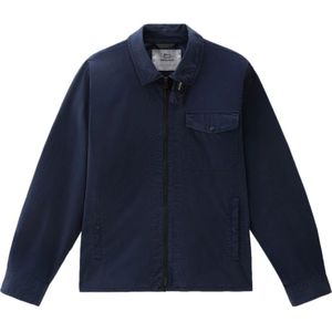 Woolrich, Overhemden, Heren, Blauw, M, Katoen, Blauw Katoen Gabardine Rits Shirt