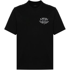 Amiri, Tops, Heren, Zwart, XS, Katoen, Art District Logo T-shirt in het zwart