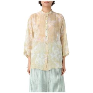 Forte Forte, Blouses & Shirts, Dames, Veelkleurig, S, Linnen, Bloemen Linnen Overhemd Elegante Stijl