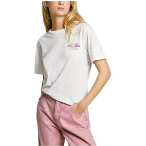 Pepe Jeans, Tops, Dames, Wit, XS, Casual Grafisch T-shirt