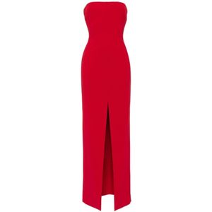 Solace London, Kleedjes, Dames, Rood, M, Robijnrode Strapless Jurk met Split aan de Voorkant