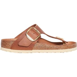Birkenstock, Schoenen, Dames, Bruin, 37 EU, Leer, Gizeh Big Buckle Sandaal
