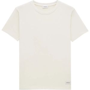 Saint Laurent, Tops, Dames, Wit, M, Katoen, Witte T-shirts en Polos Geribbelde Ronde Hals