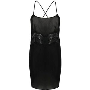 Calvin Klein, Kleedjes, Dames, Zwart, M, Polyester, Zwarte Zwarte Body Chemise