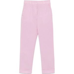 Peserico, Broeken, Dames, Roze, S, Katoen, Roze Tapered Broek met Haaksluiting
