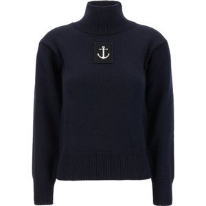 Jil Sander, Truien, Dames, Zwart, M, High Neck Trui