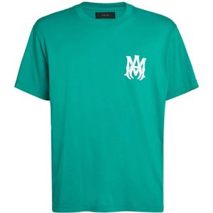 Amiri, Tops, Heren, Groen, M, Katoen, Groen Logo T-Shirt - 3D Ronde Hals