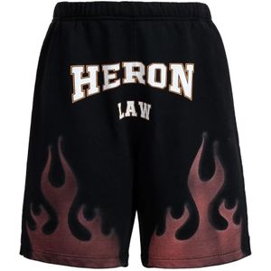 Heron Preston, Korte broeken, Heren, Zwart, S, Katoen, Unieke Zwarte Shorts met Print