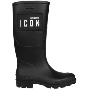 Dsquared2, Schoenen, Dames, Zwart, 35 EU, Icon Rubber Laarzen