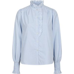 Neo Noir, Blouses & Shirts, Dames, Blauw, S, Gestreepte blouse met pofmouwen